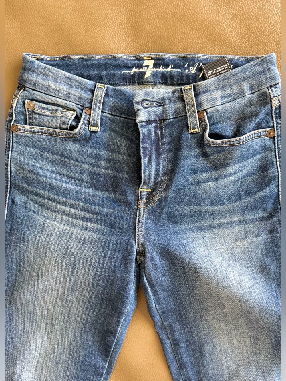 7 For All Mankind Women’s Blue Washed Denim Bootcut Jeans